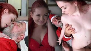 Santa fucks a pretty little redhead in her sweet tight pussy for Xmas - porn video