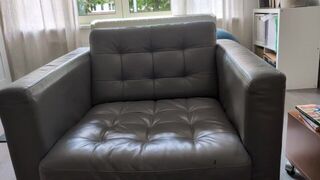 Masturbation on leather chair - porn video