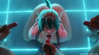 Overwatch Kiriko gangbanged in hallway Cumsluts - porn video