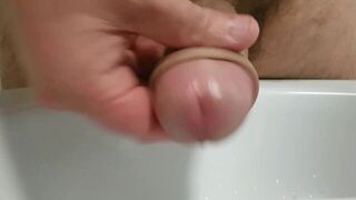 Washing my sensitive head before making myself cum - porn video